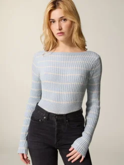 Rouje Tops|Knits<ADELA sweater RAYE BLEUCIEL