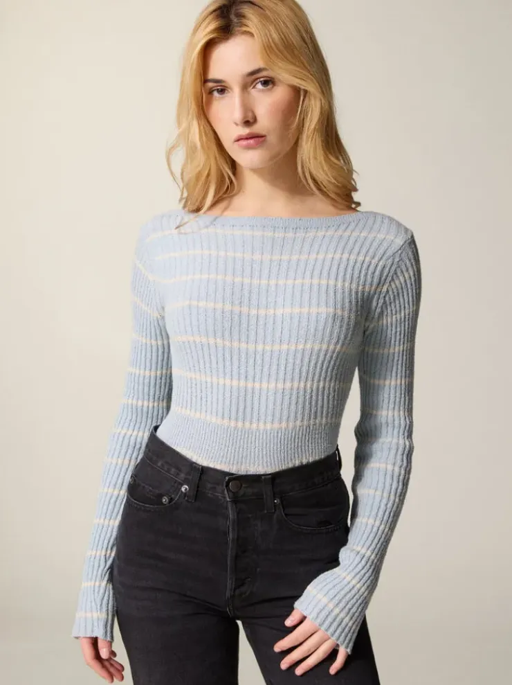 Rouje Tops|Knits<ADELA sweater RAYE BLEUCIEL