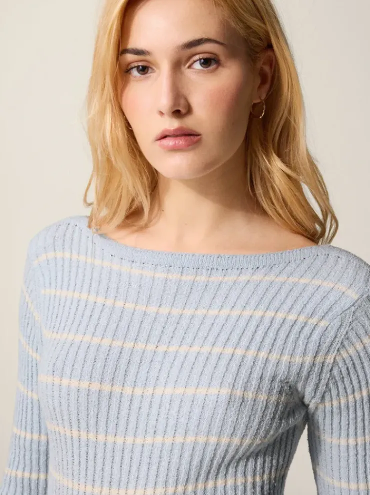 Rouje Tops|Knits<ADELA sweater RAYE BLEUCIEL
