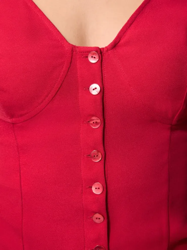 Rouje Tops<AMBROISE top Uni Rouge