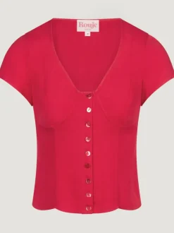 Rouje Tops<AMBROISE top Uni Rouge