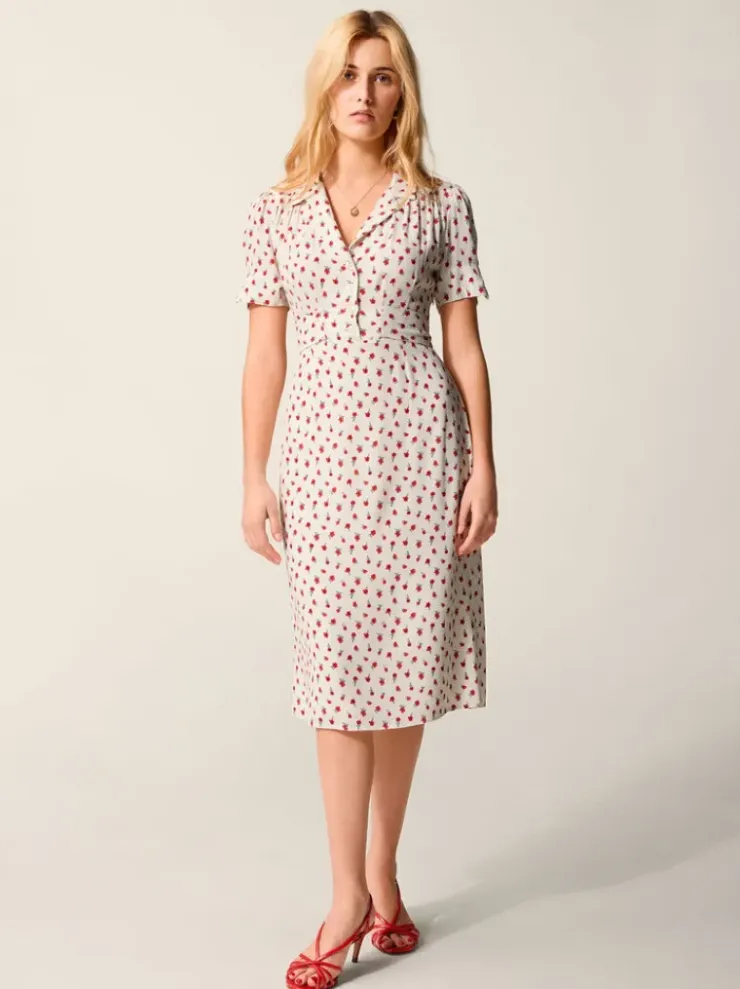 Rouje Dresses<ANAIS dress FLEURETTESAUVAGE ECRU