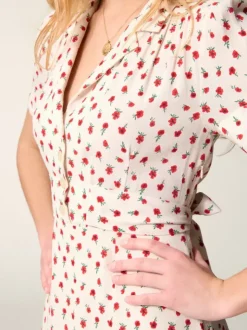 Rouje Dresses<ANAIS dress FLEURETTESAUVAGE ECRU