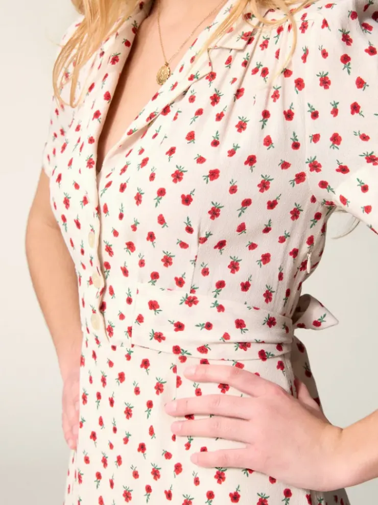 Rouje Dresses<ANAIS dress FLEURETTESAUVAGE ECRU