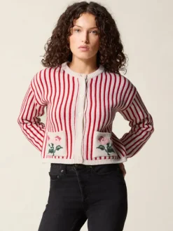 Rouje Knits<ASTREE cardigan Rayé Ecru