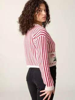 Rouje Knits<ASTREE cardigan Rayé Ecru
