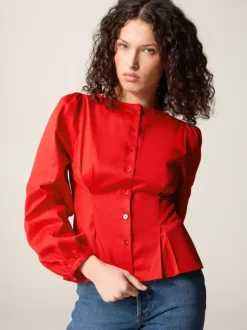 Rouje Tops<CLAUDINE shirt Uni Rouge