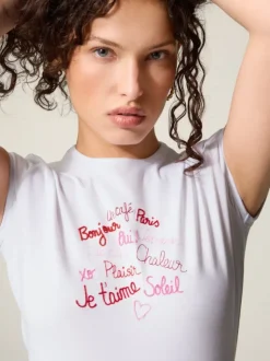 Rouje Tops<FERGUS T-Shirt BONJOURPARIS BLANC