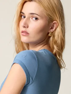 Rouje Tops<FERGUS T-Shirt Uni Bleu