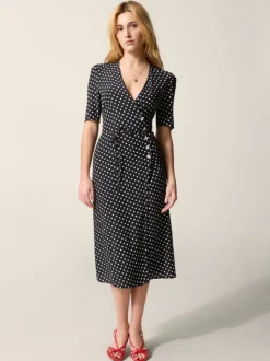 Rouje Dresses<GABIN Dress Pois Carmen Noir