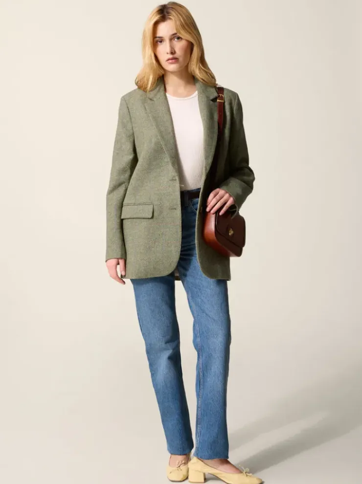 Rouje Jackets & Coats<JACQUES Jacket Chevron Carreaux Menthe