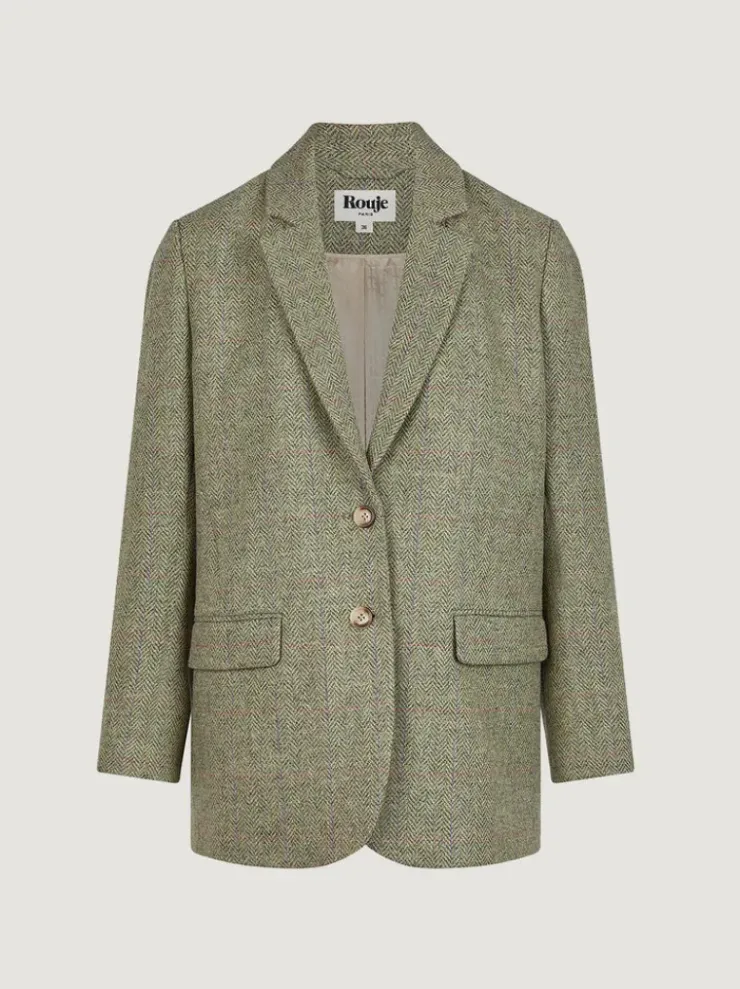 Rouje Jackets & Coats<JACQUES Jacket Chevron Carreaux Menthe