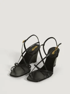 Rouje Shoes<NAIA heels Cuir Lame Noir