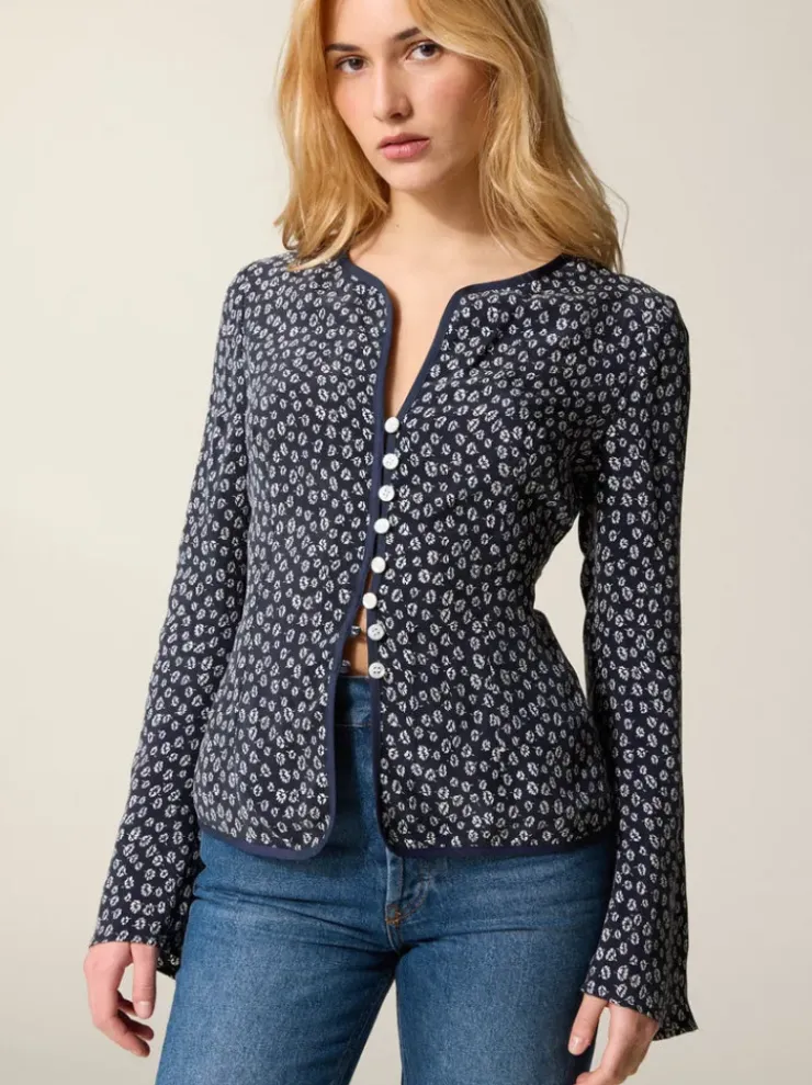 Rouje Tops<TEODORA top BLEUET MARINE