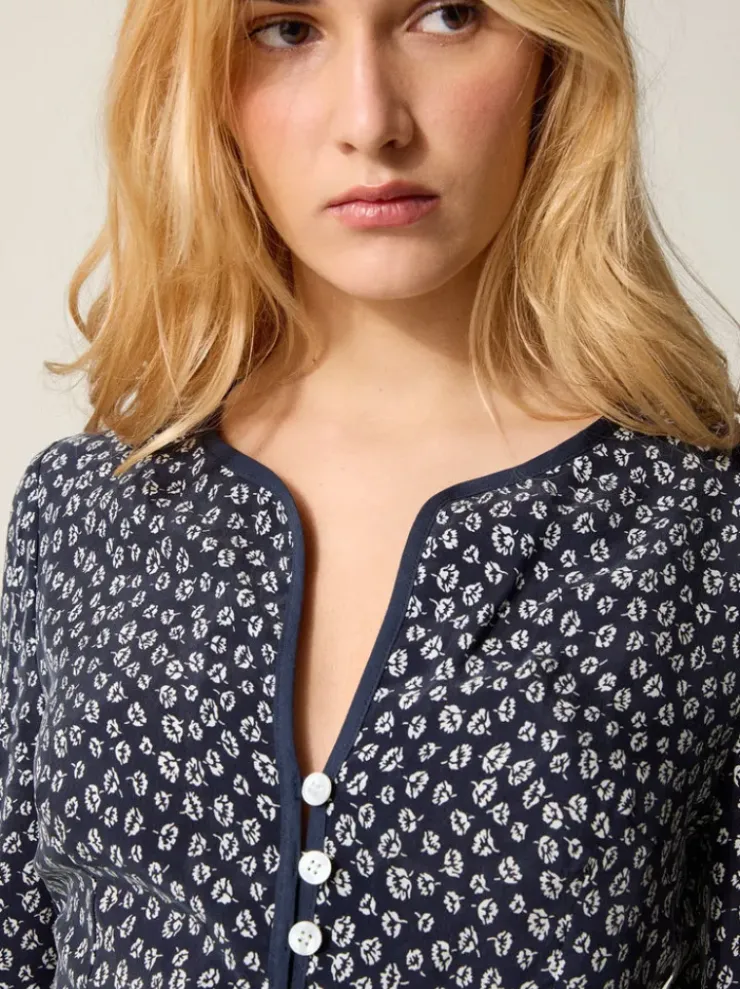 Rouje Tops<TEODORA top BLEUET MARINE