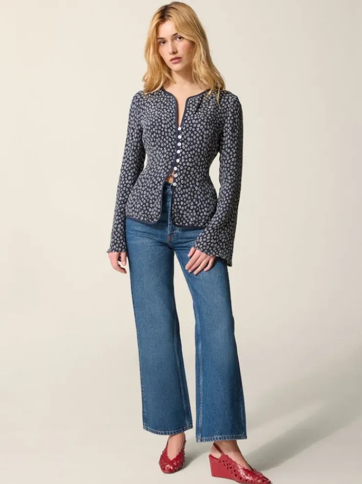 Rouje Tops<TEODORA top BLEUET MARINE